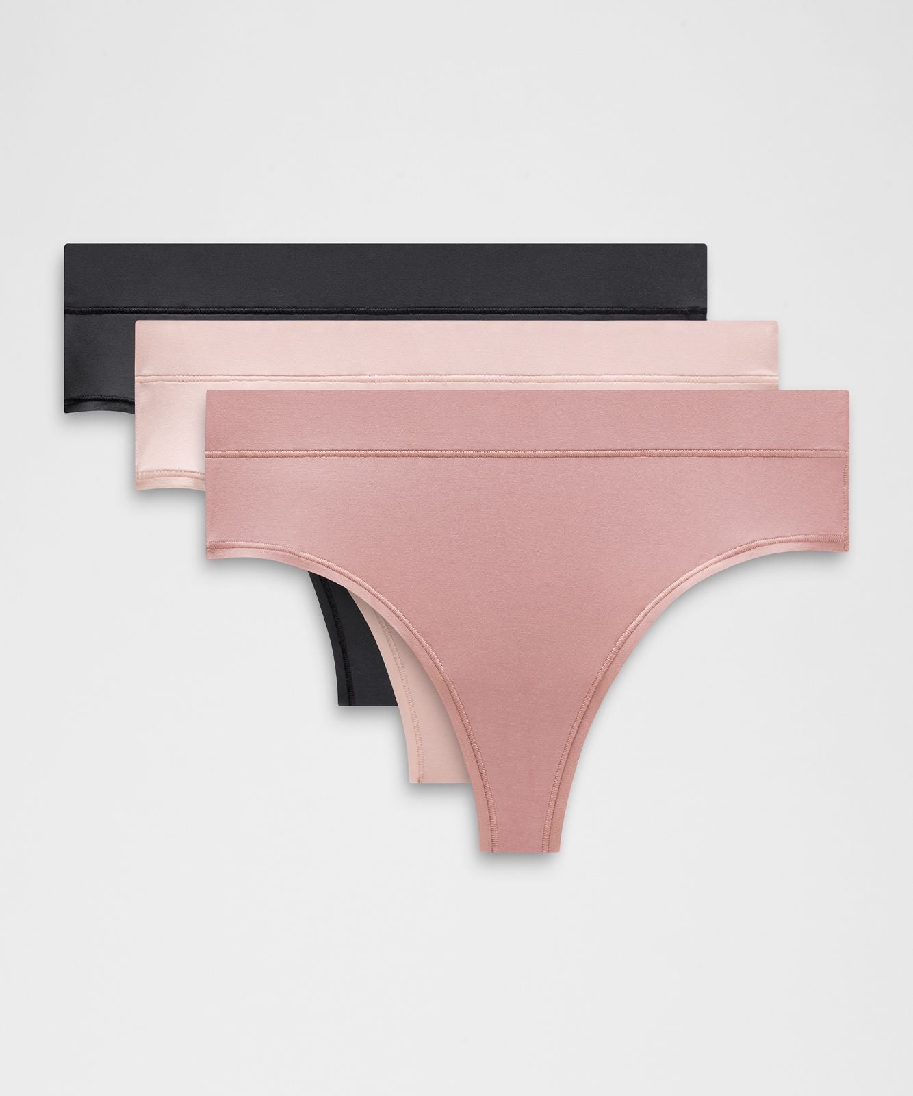 UnderEase High-Rise Thong Underwear *3 Pack Black/Twilight Rose/Misty Shell