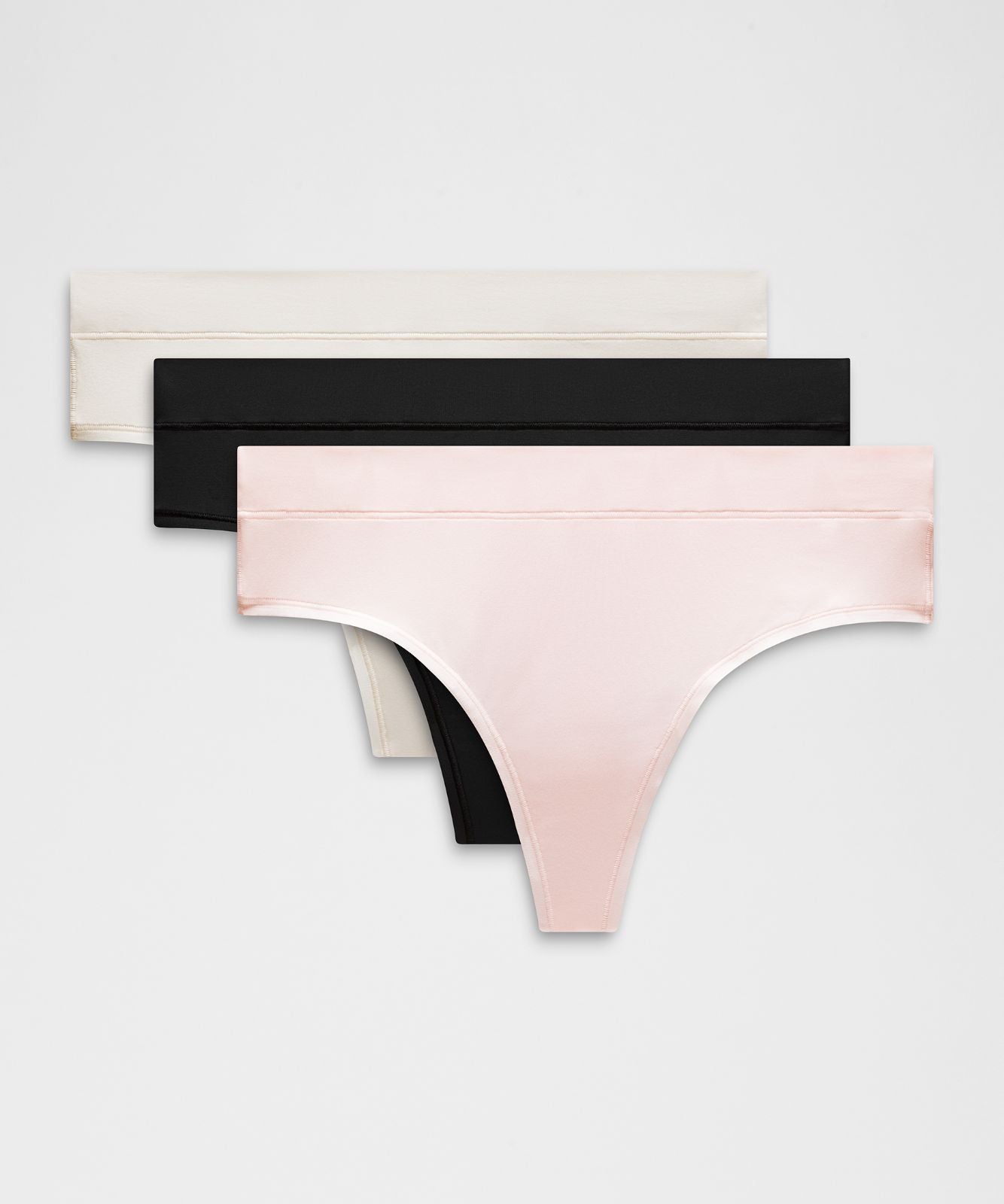 UnderEase High-Rise Thong Underwear *3 Pack Black/Light Ivory/Pink Pearl