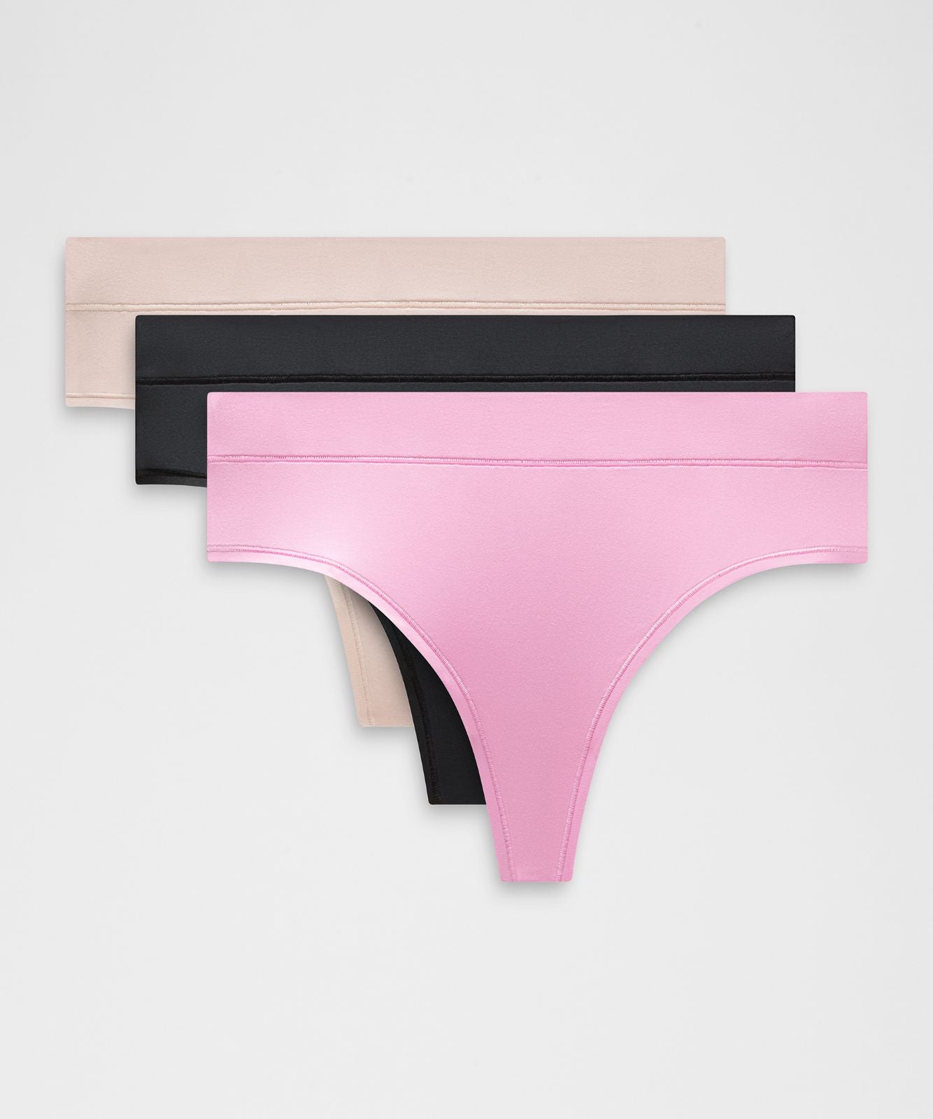 UnderEase High-Rise Thong Underwear *3 Pack Black/Sweet Sorbet/Misty Shell