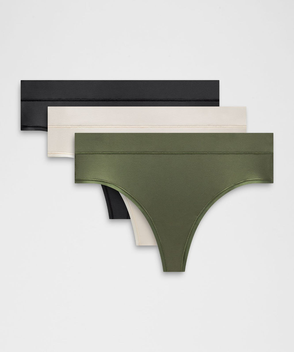 UnderEase High-Rise Thong Underwear *3 Pack Black/Light Ivory/Sassy Sage