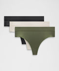 UnderEase High-Rise Thong Underwear *3 Pack Black/Light Ivory/Sassy Sage