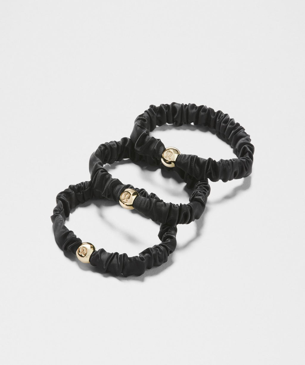 Skinny Scrunchie 3 Pack *Logo Bead Black/Gold