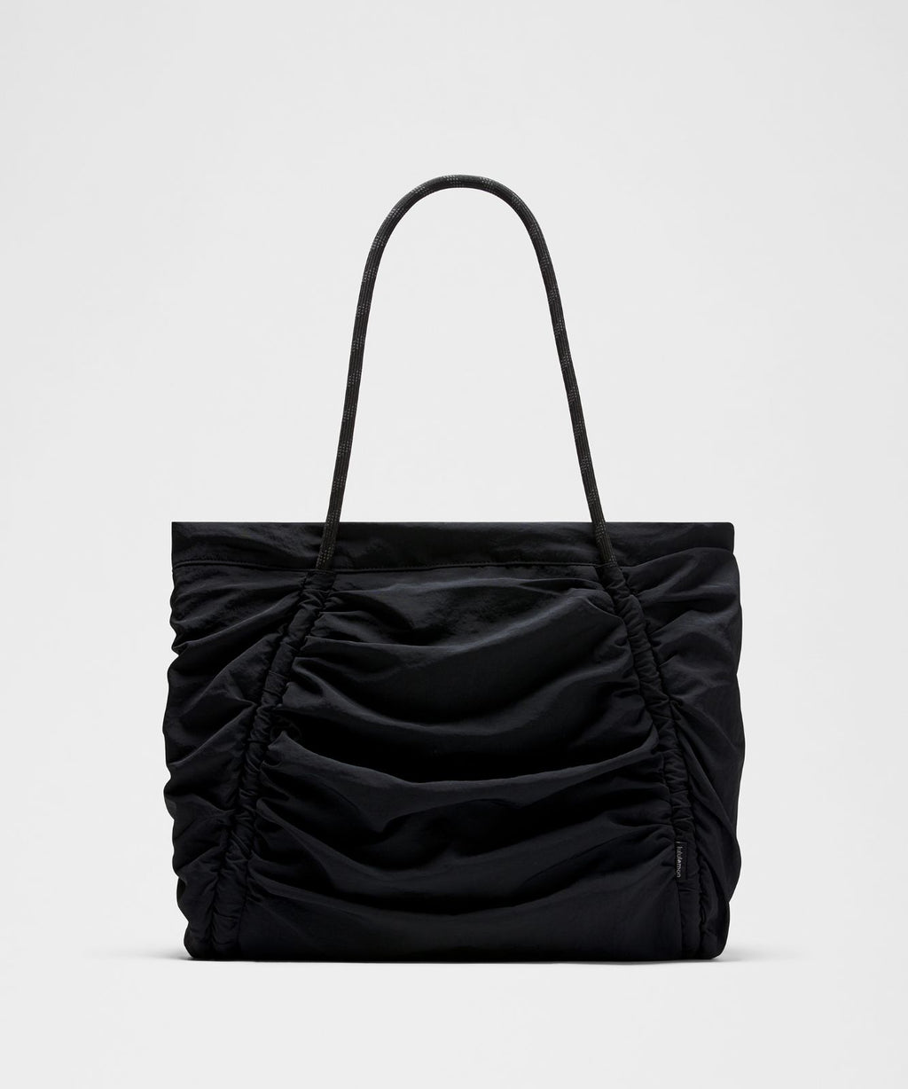 Ruched Tote Bag 24L Black/Black/Silver