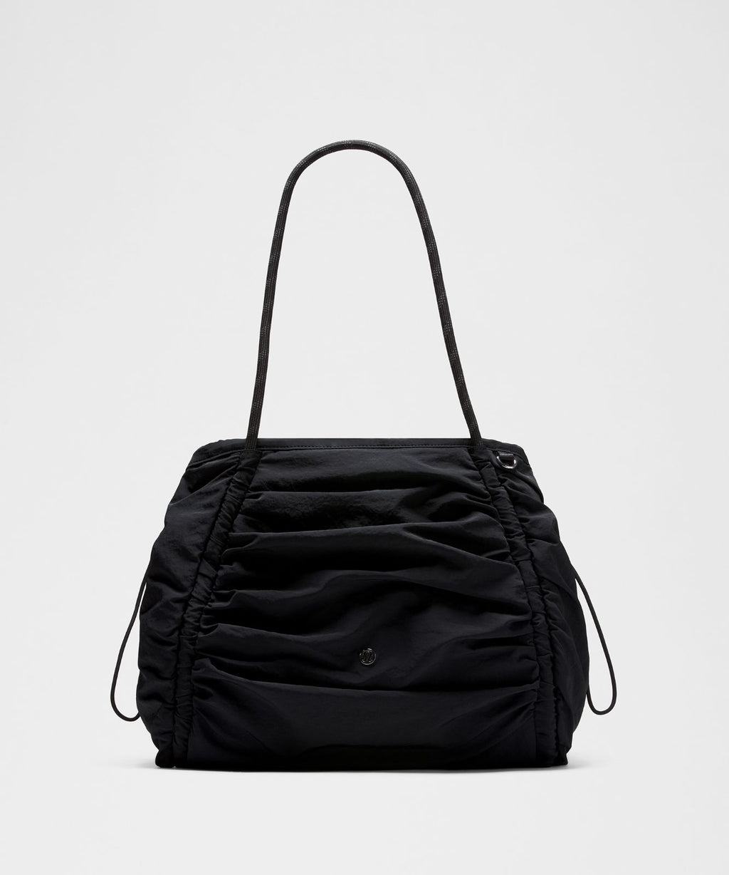 Ruched Tote Bag 24L Black/Black/Silver