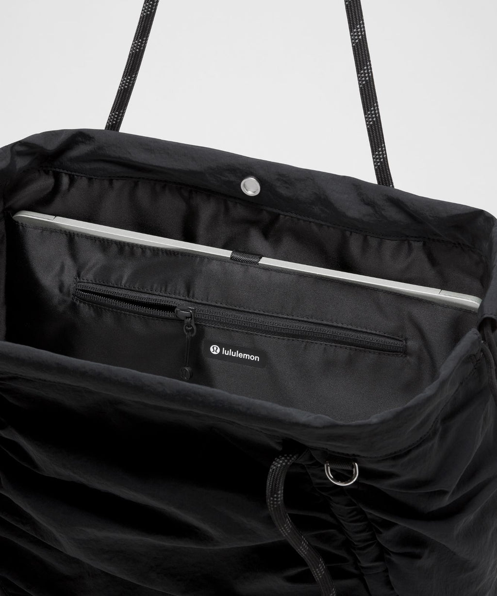 Ruched Tote Bag 24L Black/Black/Silver