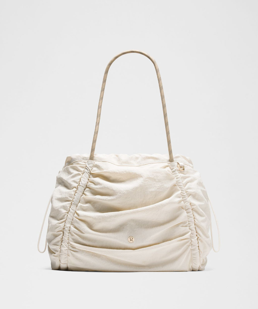 Ruched Tote Bag 24L Light Ivory/Wacky Khaki/Gold