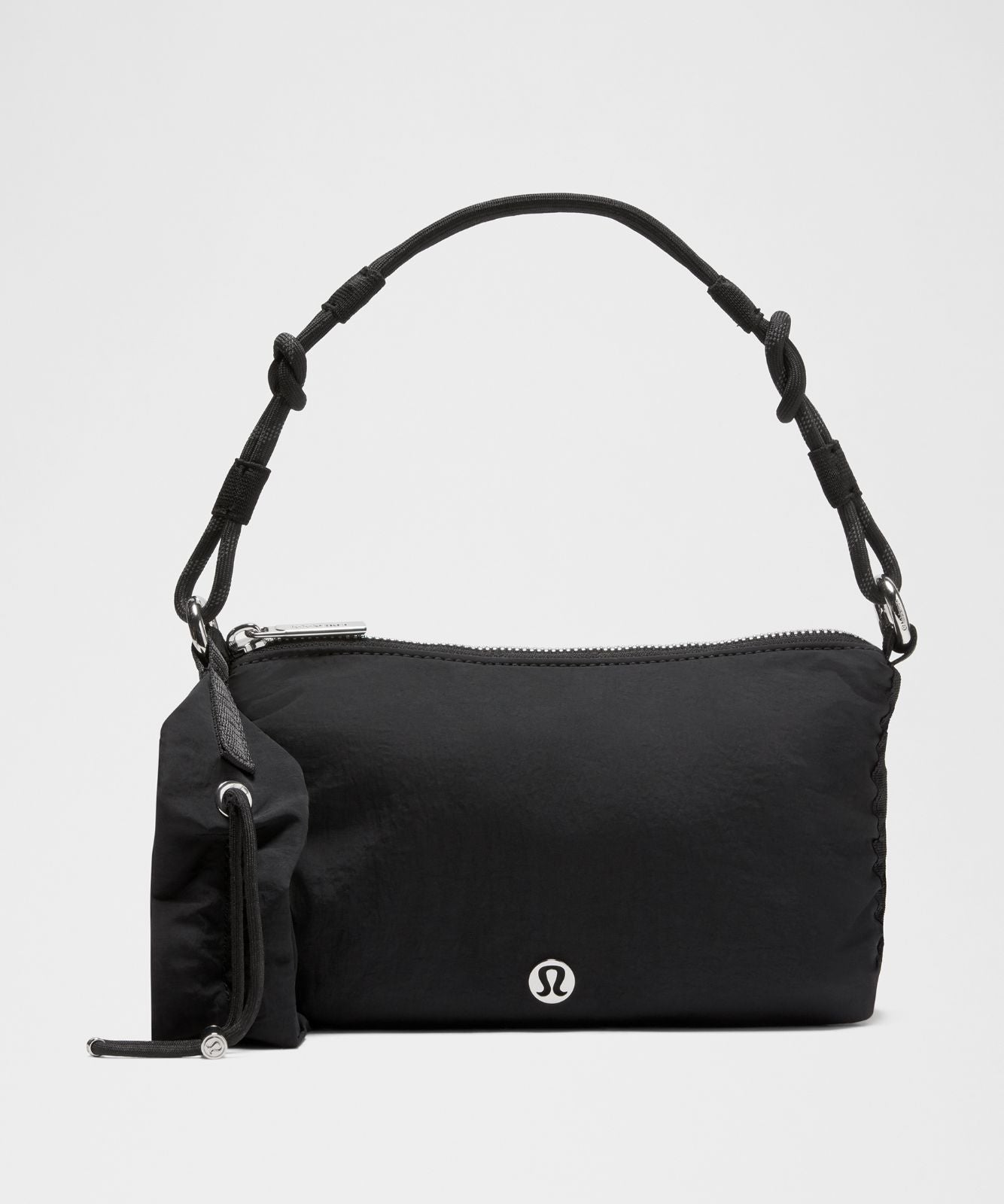 Convertible Ruched Strap Crossbody Bag Mini *1.5L Black/Black/Silver