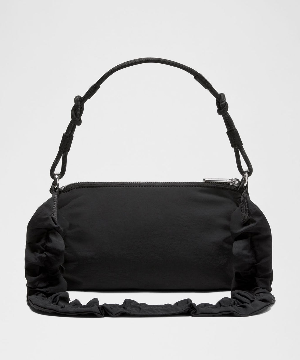 Convertible Ruched Strap Crossbody Bag Mini *1.5L Black/Black/Silver