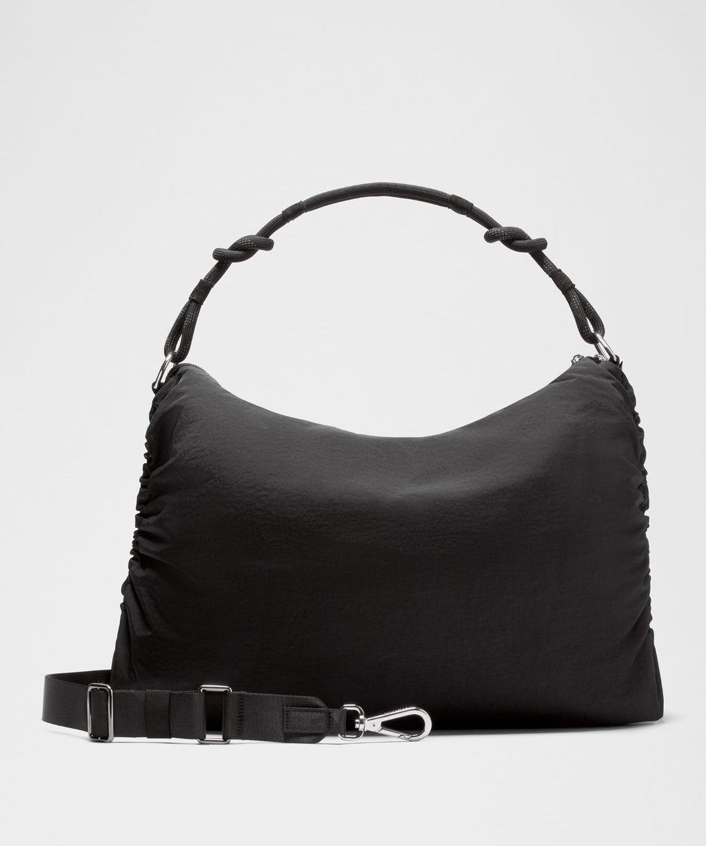 Convertible Ruched Crossbody Bag *Large 16L Black/Black/Silver