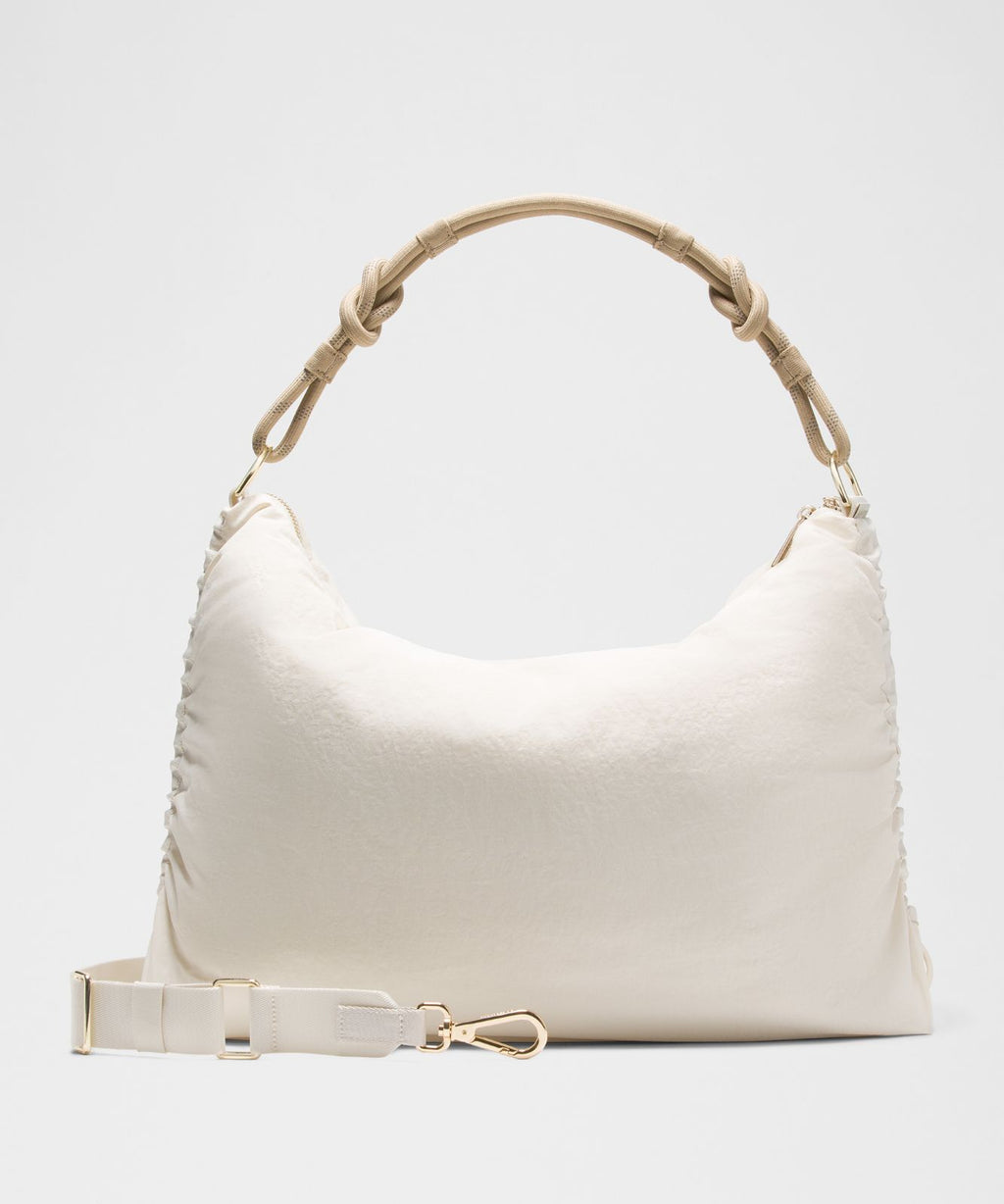 Convertible Ruched Crossbody Bag *Large 16L Light Ivory/Wacky Khaki/Gold