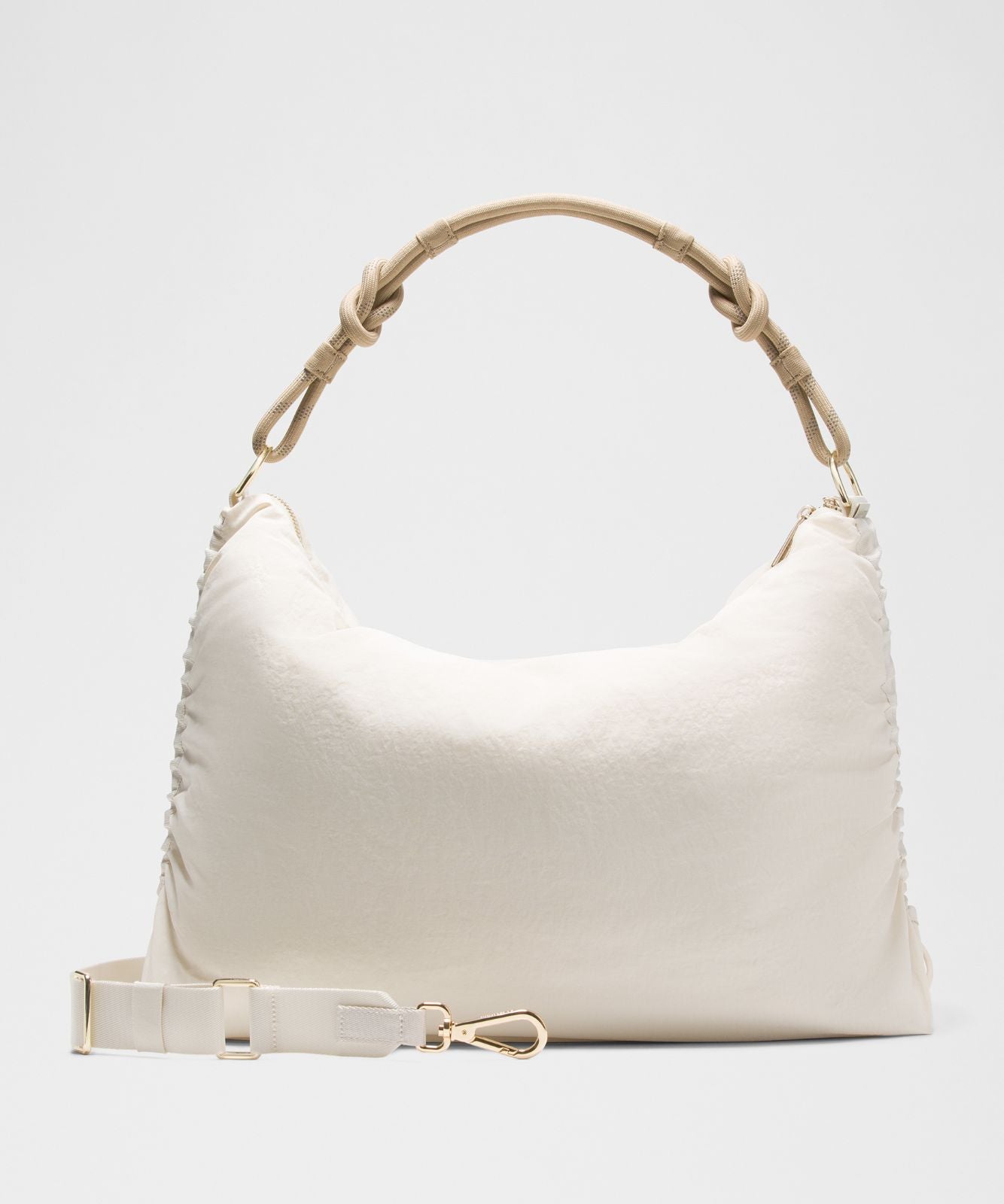 Convertible Ruched Crossbody Bag *Large 16L Light Ivory/Wacky Khaki/Gold