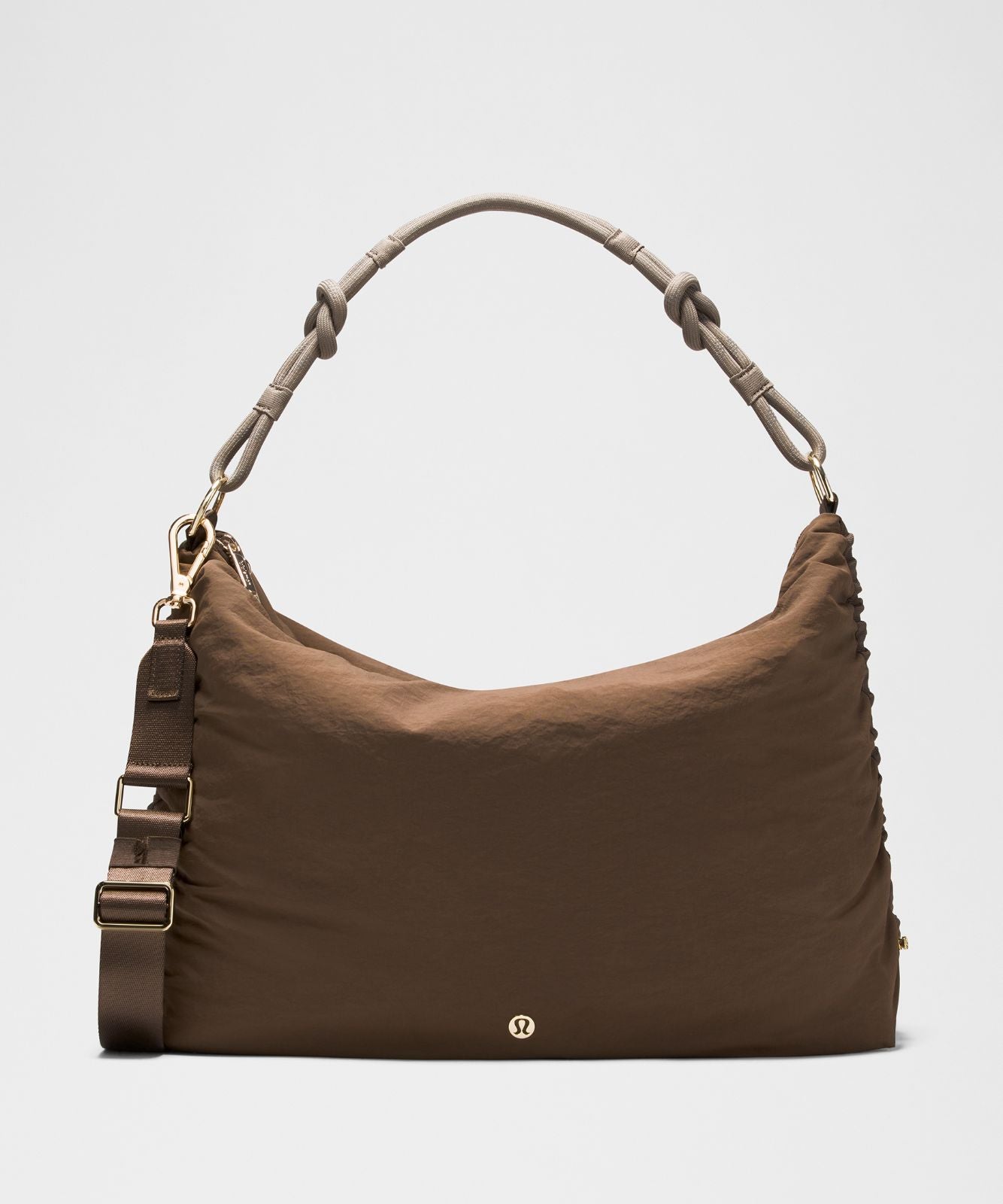 Convertible Ruched Crossbody Bag *Large 16L Walnut Crunch/Nomad/Gold