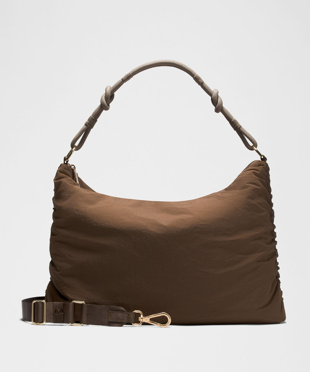 Convertible Ruched Crossbody Bag *Large 16L Walnut Crunch/Nomad/Gold