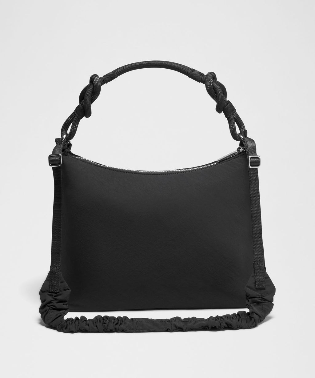 Convertible Ruched Crossbody Bag 6.5L Black/Black/Silver