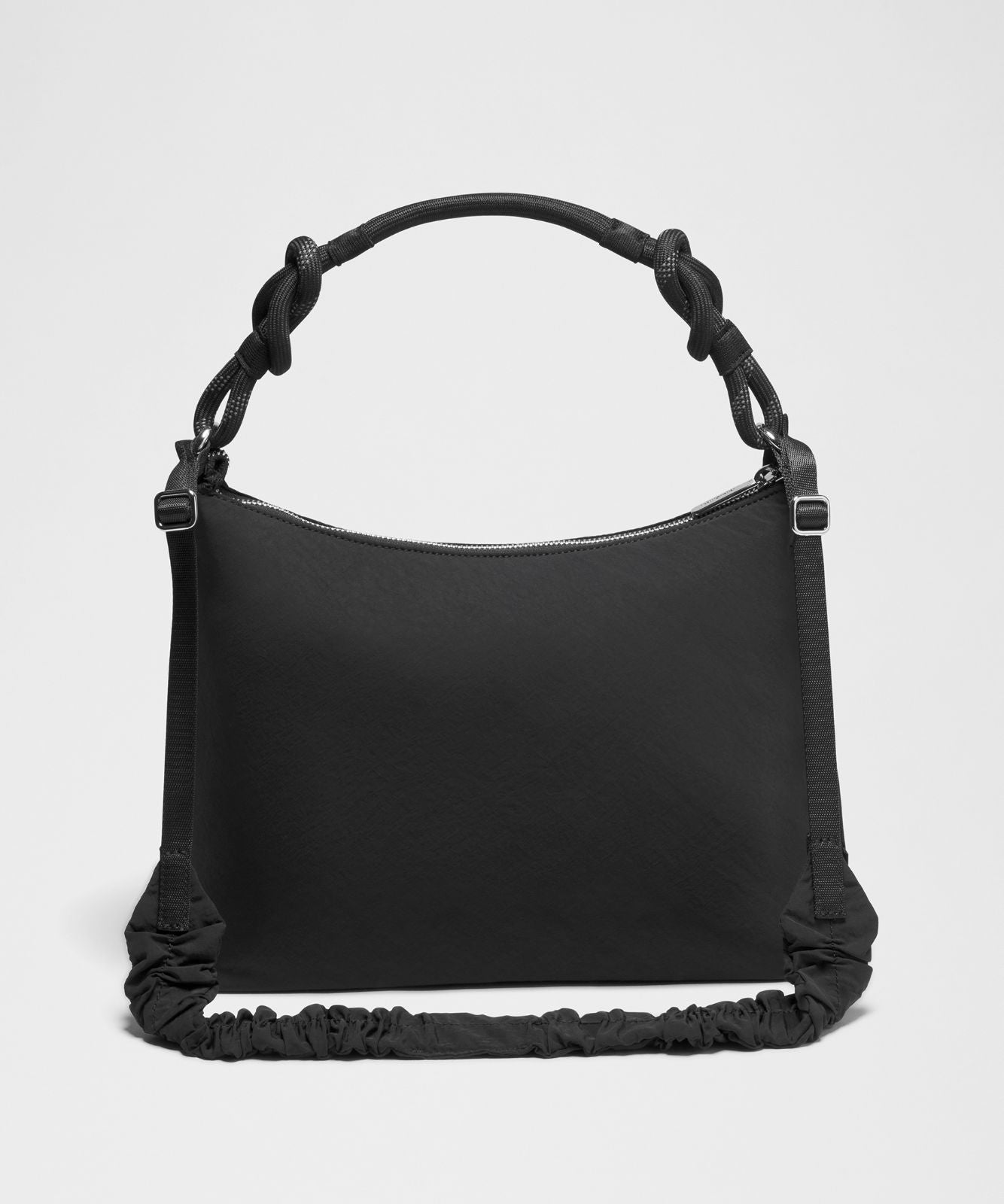Convertible Ruched Crossbody Bag 6.5L Black/Black/Silver