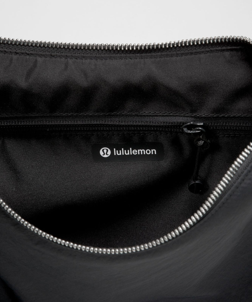 Convertible Ruched Crossbody Bag 6.5L Black/Black/Silver