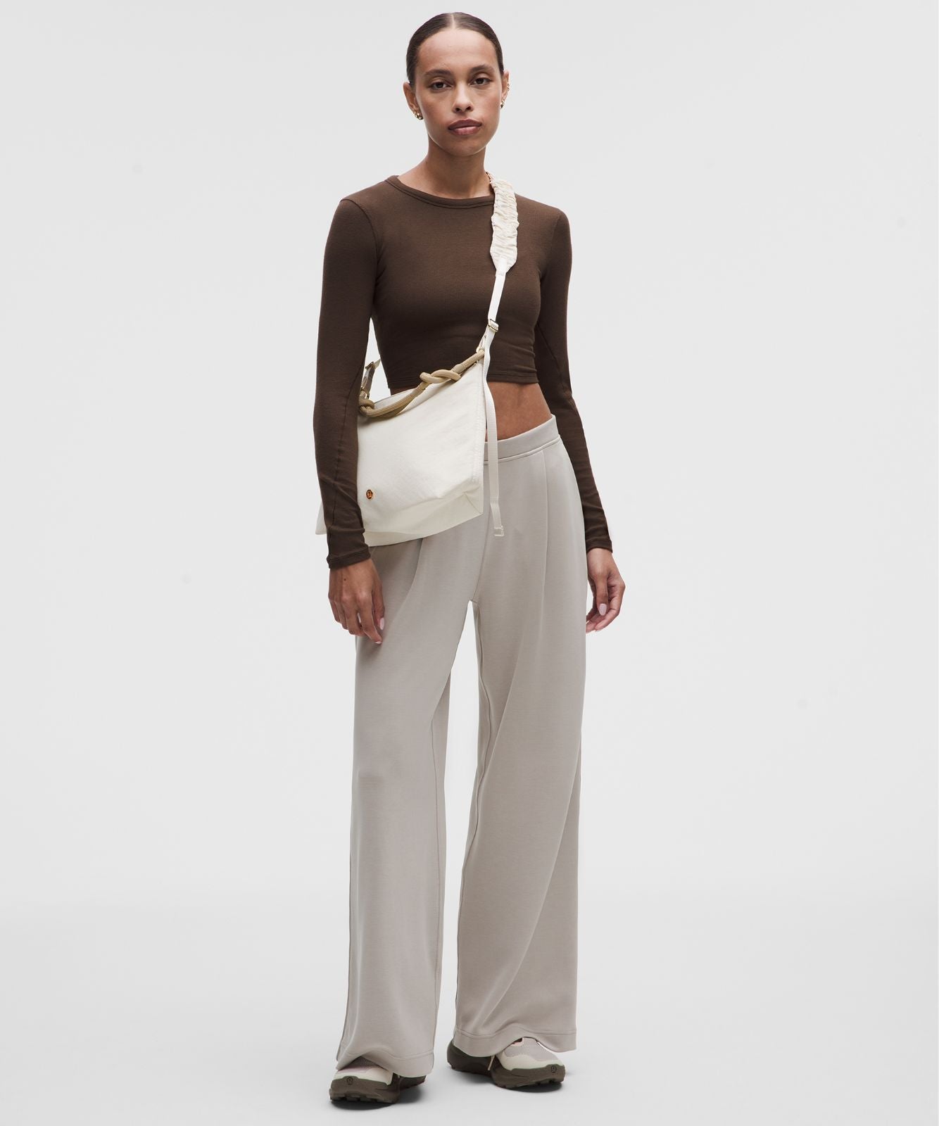 Convertible Ruched Crossbody Bag 6.5L Light Ivory/Wacky Khaki/Gold