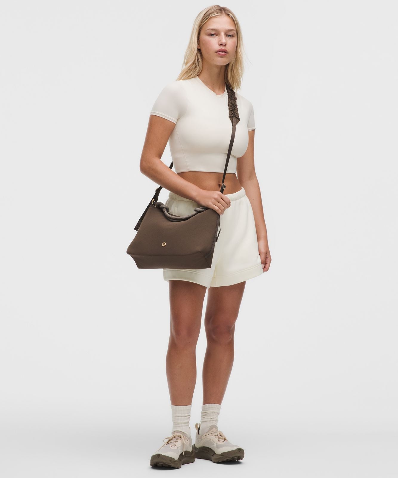 Convertible Ruched Crossbody Bag 6.5L Walnut Crunch/Nomad/Gold
